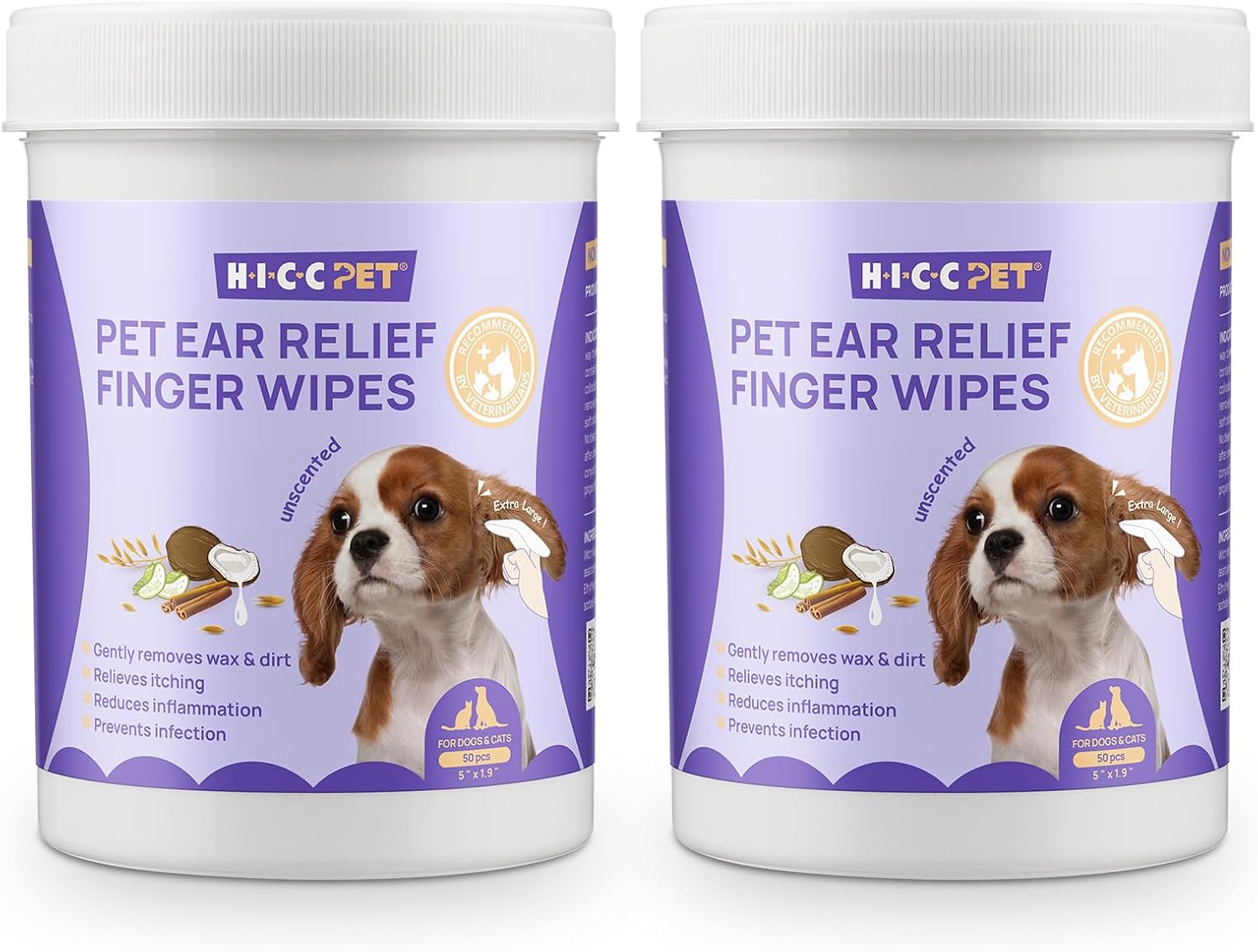 HICC PET Ear Cleaner Finger Wipes for Dogs, Cats, Small Animals, Vet-Trusted Dog Ear Infection Treatment to Relief Itchy & Inflammation, Clean Wax, Dirt, Stain & Odor, Hypoallergenic(Coconut Scent) - Image 13