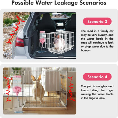 Vannon Small Animal Water Dispenser for Cage, 30oz Auto Feeding Crate Water Bottle for Rabbit, Chinchilla, Ferret, Guinea Pig, Squirrel, Hedgehog, Pet Nozzle Diameter: 10mm, BPA Free, Pink - Image 4