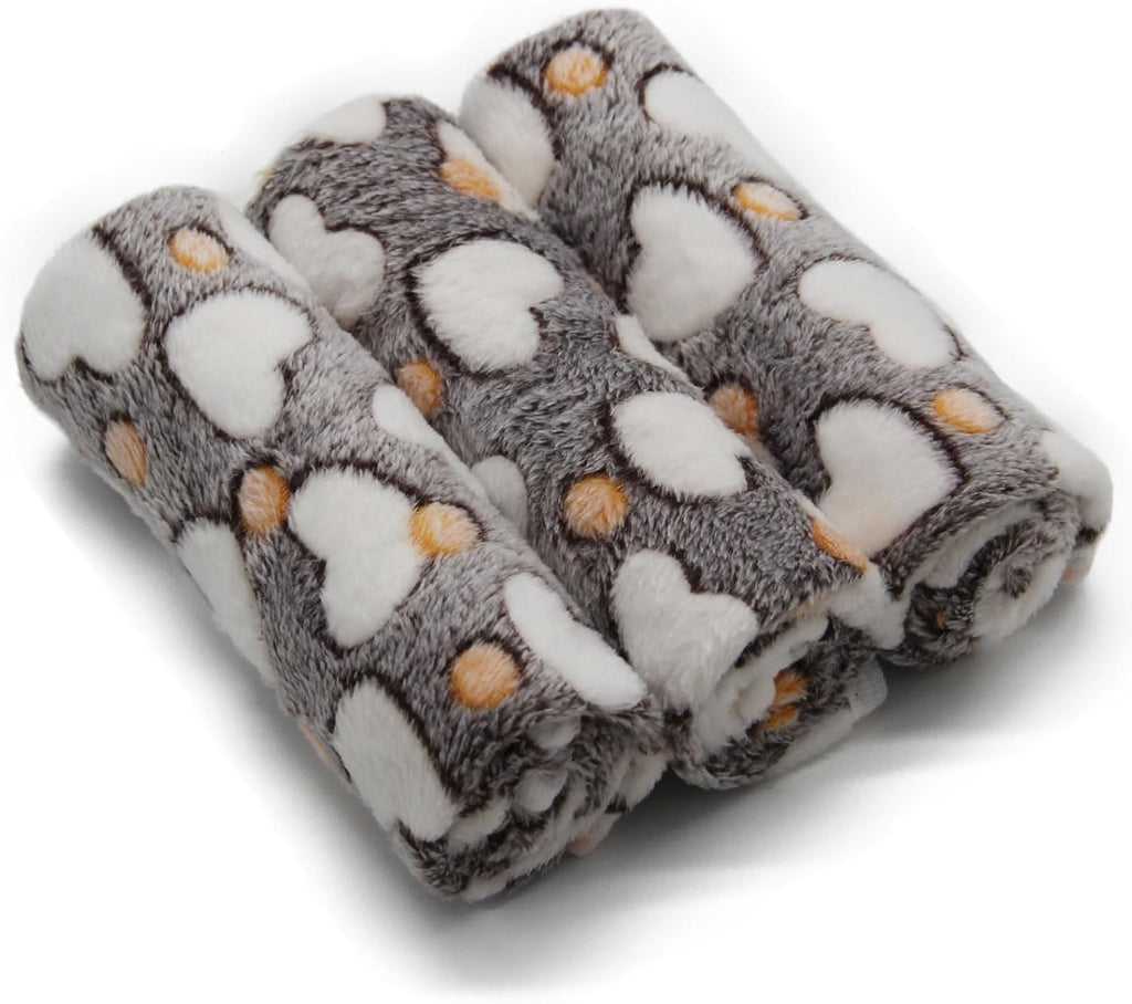 1 Pack 3 Puppy Blankets Super Soft Warm Sleep Mat Grey Cute Print Fluffy Fleece Pet Flannel Throw Dog Blankets for Small Dogs Cats,Star&Bone&Love- Small (23"x15") - Image 15