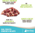 Close up of raw chicken heart dog treats from Raw Paws