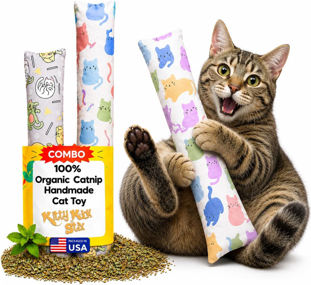 Kitty Kick Stix 15" Catnip Kicker Toy - Set of 2 | Handmade in USA | Interactive Cat & Kitten Toy | Durable Kicker Packed with 100% Potent Catnip for All Breeds (Cats & Friends) - Image 10