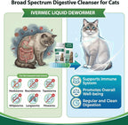 Totoketty liquid cat wormer showing clear label instructions for treating tapeworms and roundworms.