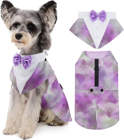 Kuoser Independence Day Dog Tuxedo Dog Suit and Bandana Set, 4Th of July Dog Costume American Flag Dog Outfit with Bow Tie for Large Medium Small Dogs Golden Retriever Samo Bulldogs, L - Image 10