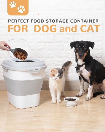Ddmommy pet food bin showing collapsible folding mechanism
