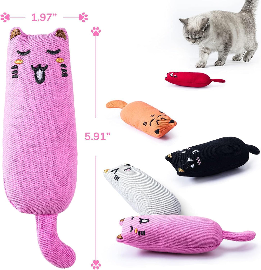 Cat interacting with Legendog natural catnip filled mouse toys.