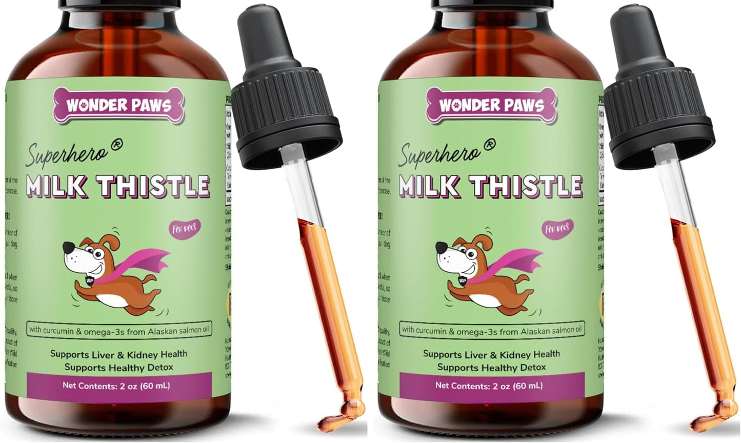 Wonder Paws Milk Thistle, Liver Support for Dogs, Supports Kidney Function for Pets, Detox, Hepatic Support, with Wild Alaskan Salmon Oil & Curcumin, Omega 3 EPA & DHA (2 Oz) - Image 9