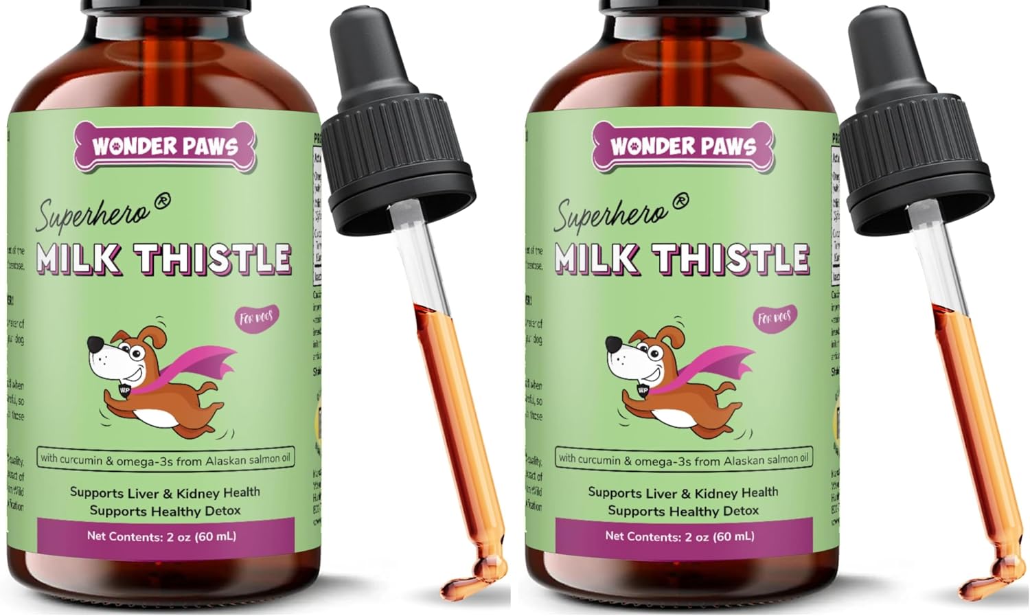 Wonder Paws Milk Thistle, Liver Support for Dogs, Supports Kidney Function for Pets, Detox, Hepatic Support, with Wild Alaskan Salmon Oil & Curcumin, Omega 3 EPA & DHA (2 Oz) - Image 9