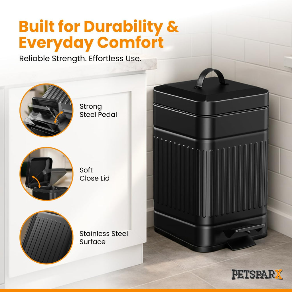 Petsparx pet waste bin with soft close lid mechanism