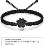 Adjustable braided rope urn bracelet for dog and cat ashes