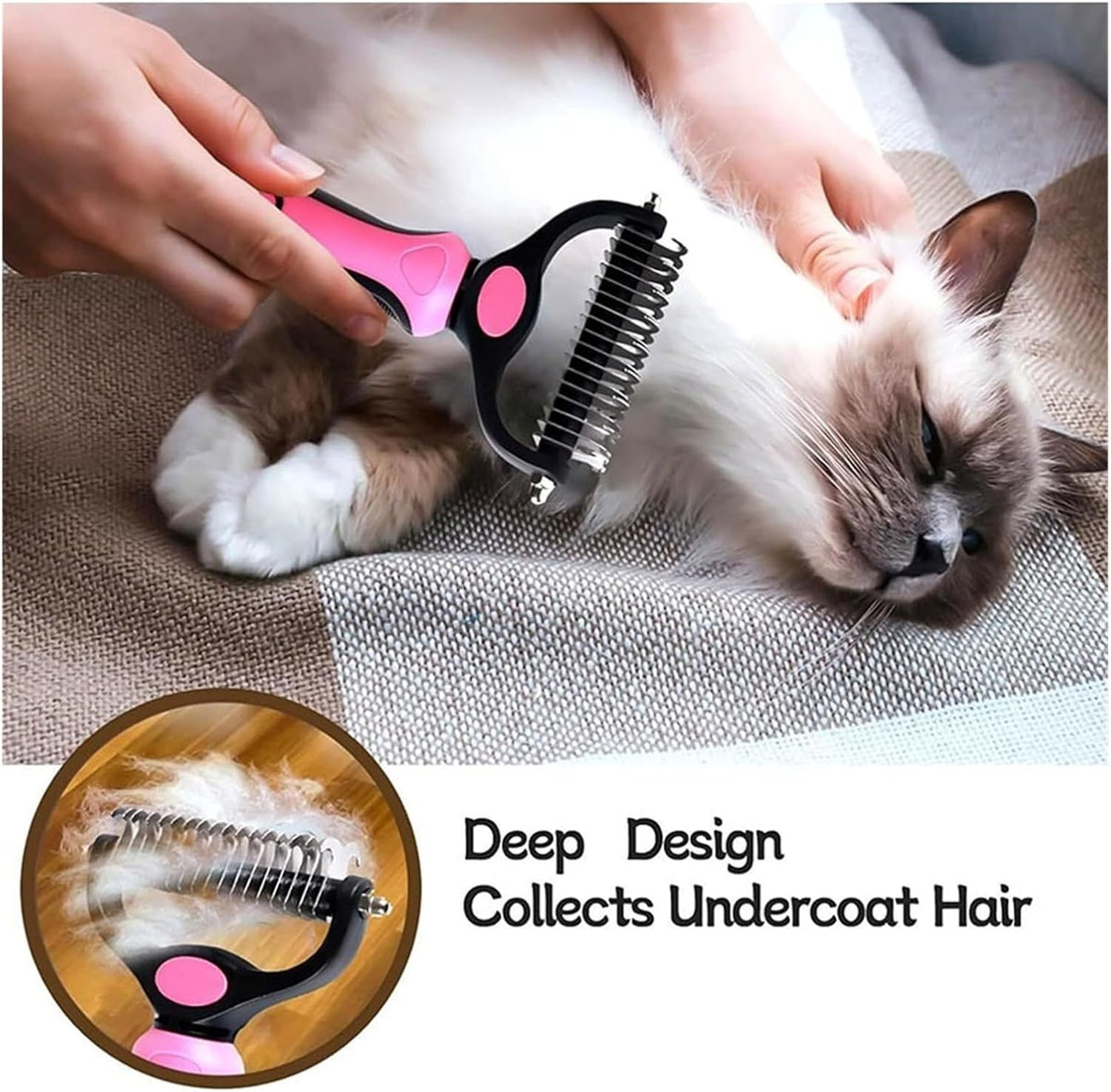 Close up of ePoriums dual sided stainless steel pet grooming comb