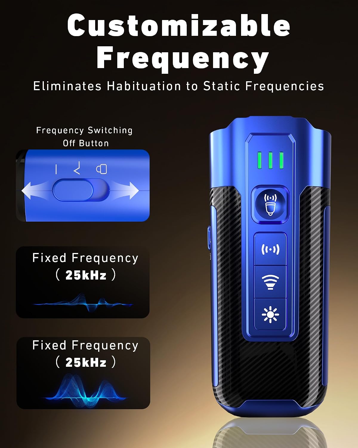 Rechargeable ultrasonic barking control device interface