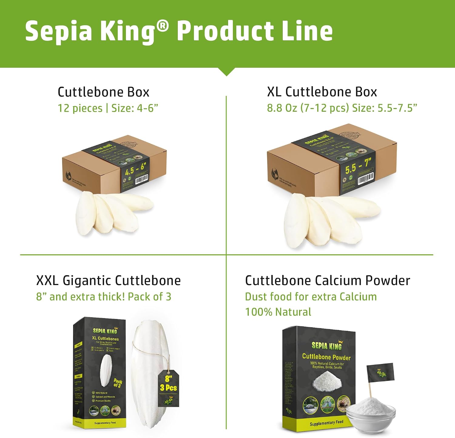 Sepia King medium calcium carbonate treats side angle view of eco friendly pack