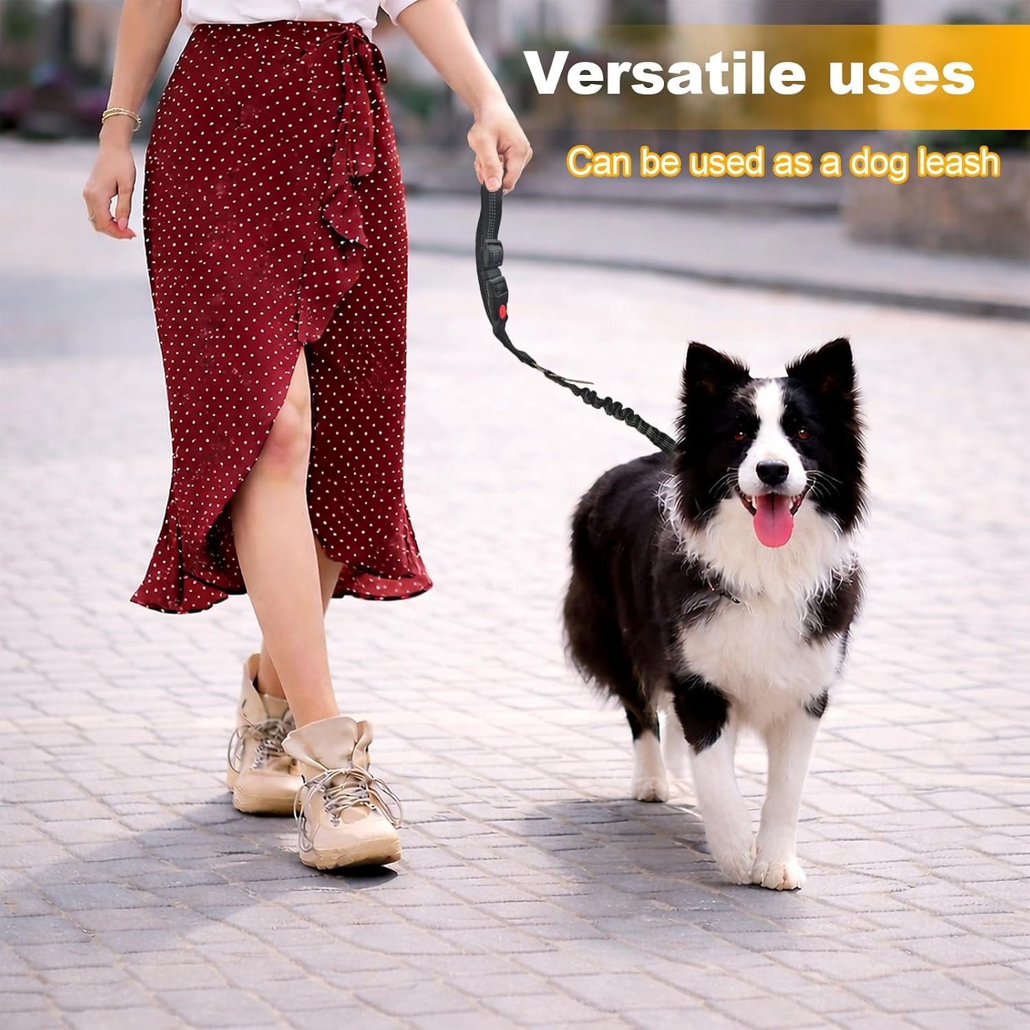Frskcssd dog seat belt showing 360 degree rotating hook