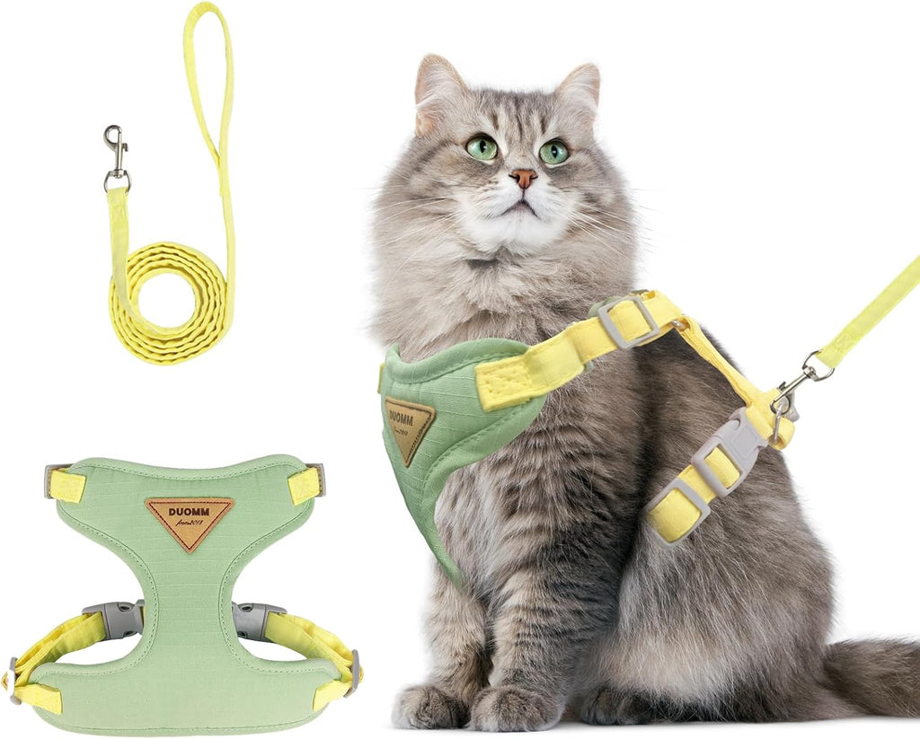Adjustable straps on Wanheart small green cat harness for custom fit