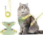 Adjustable straps on Wanheart small green cat harness for custom fit