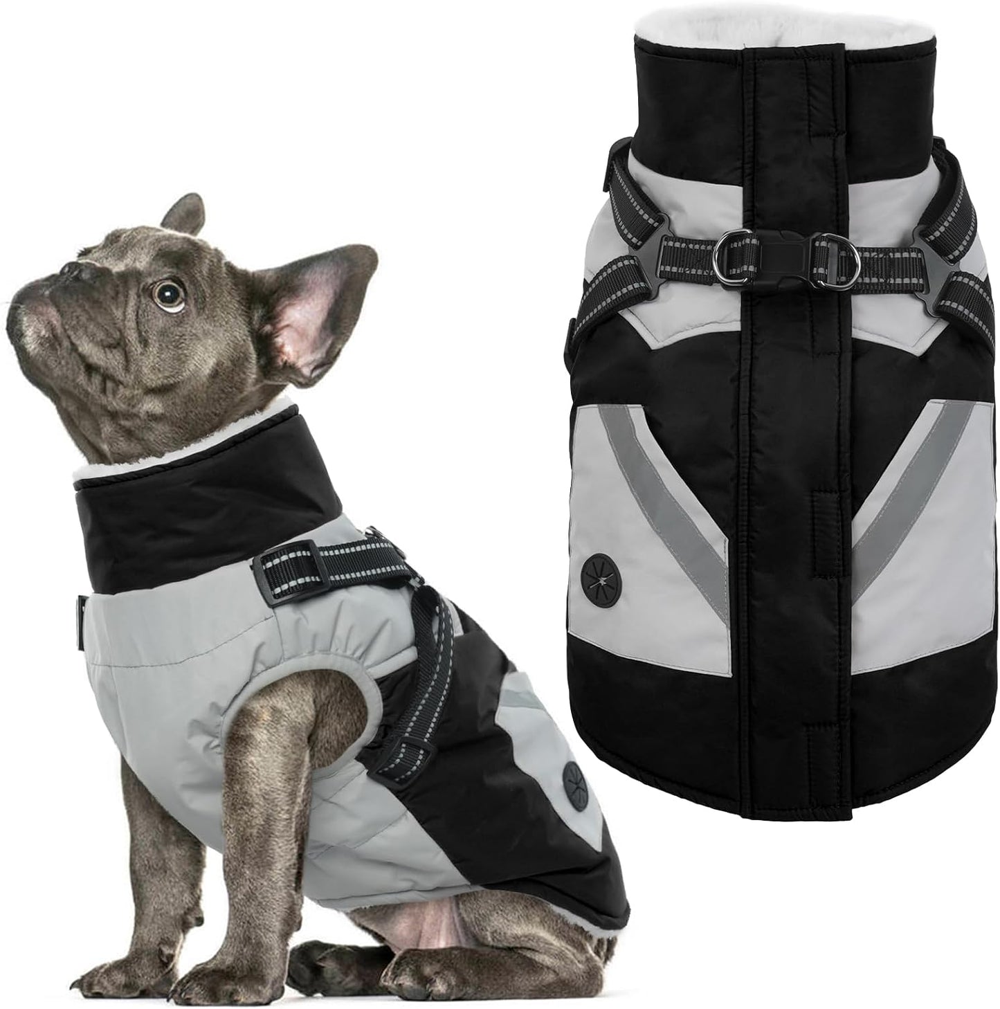 IECOii Dog Coat for Large Dogs, Orange, X-Large - Waterproof Winter Fleece Jacket with Harness, Turtleneck, Reflective Straps, Zipper Closure - Image 12