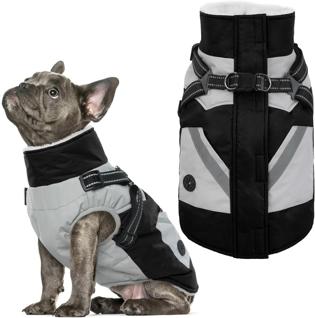 IECOii Dog Coat for Large Dogs, Orange, X-Large - Waterproof Winter Fleece Jacket with Harness, Turtleneck, Reflective Straps, Zipper Closure - Image 12