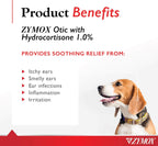 Zymox Otic bottle showing active ingredients and hydrocortisone details