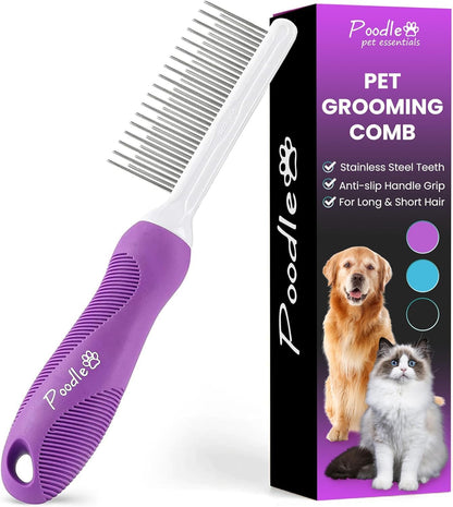 Poodle Dematting Fur Rake Comb Brush for Dogs and Cats - Long 2.5" Steel Safety Blades Metal Comb for Detangling Matted or Knotted Undercoat Hair - Image 11