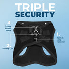 Black all-weather pet harness side view