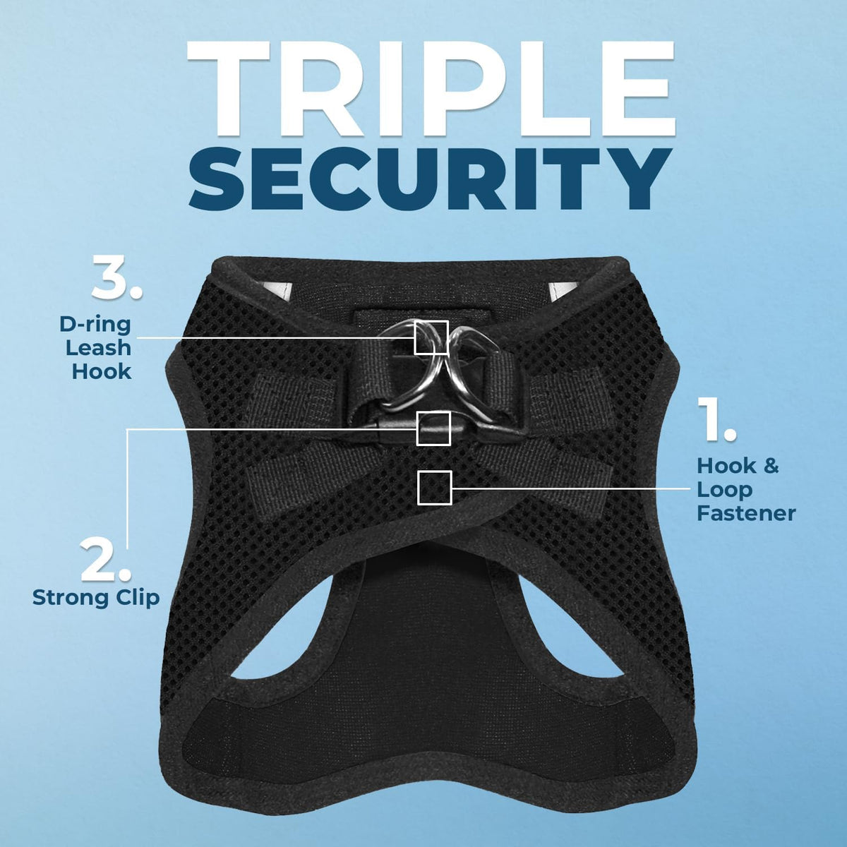 Black all-weather pet harness side view