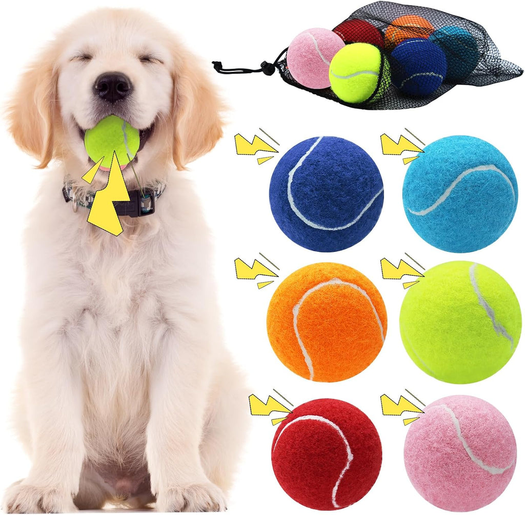Swingers squeaky tennis balls for dogs 6 pack front view