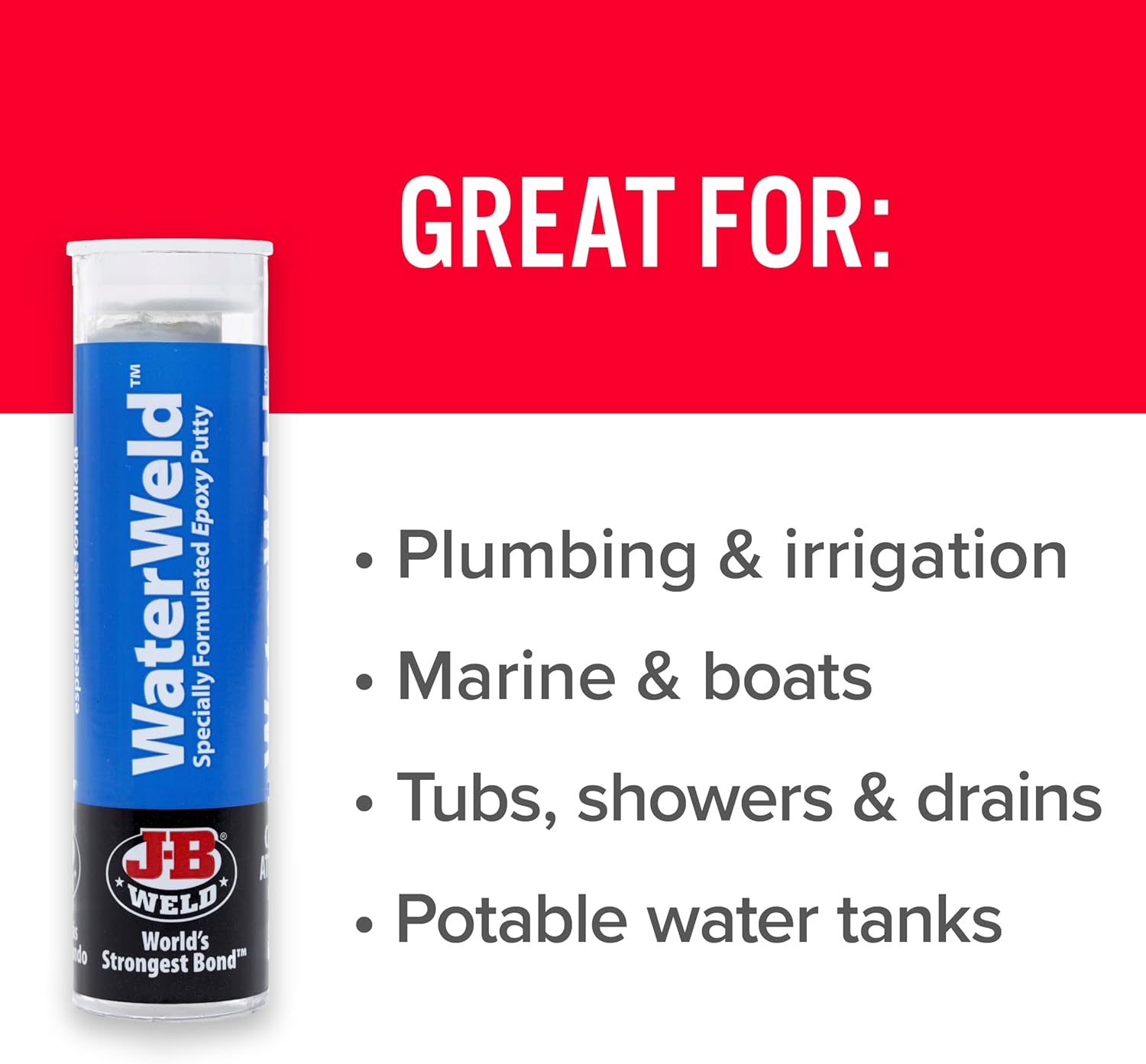 J-B Weld 8277 WaterWeld Epoxy Putty Stick - 2 oz. - Image 3