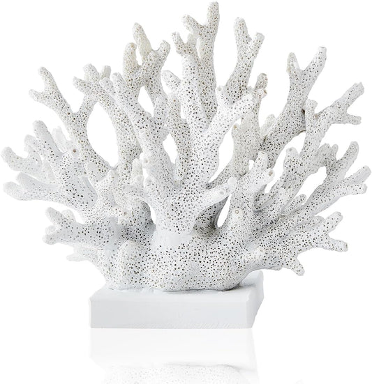 Ottalent Artificial White Coral Reef Decor front view showcasing realistic porous texture for coastal home styling