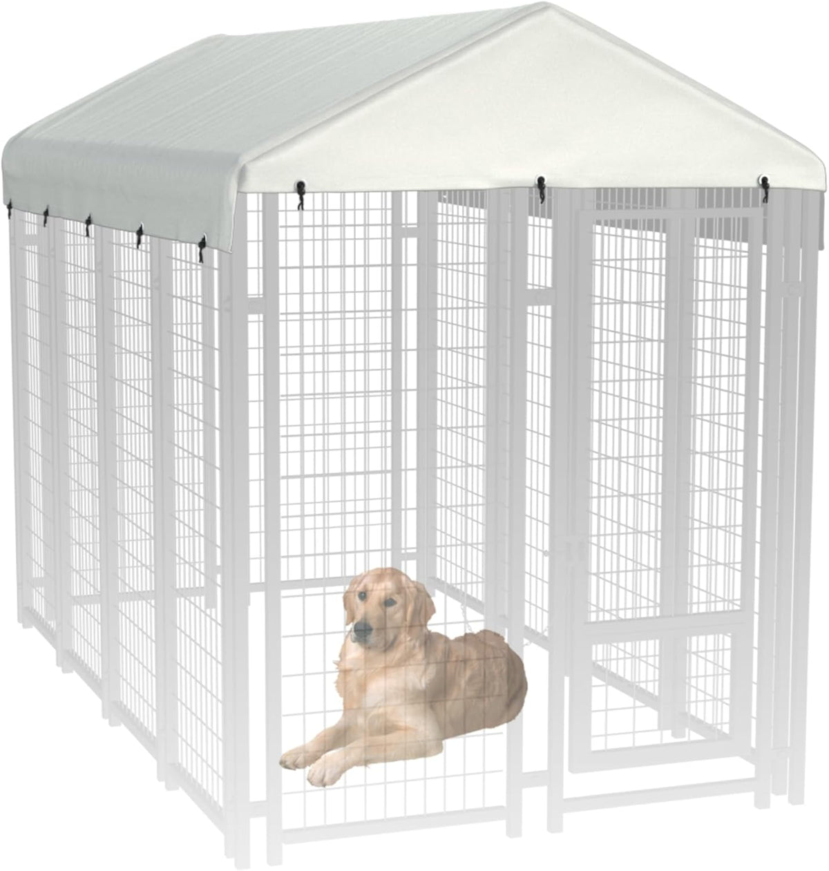 LYBOSH durable black outdoor dog crate cover overhead angle showing full tension fit