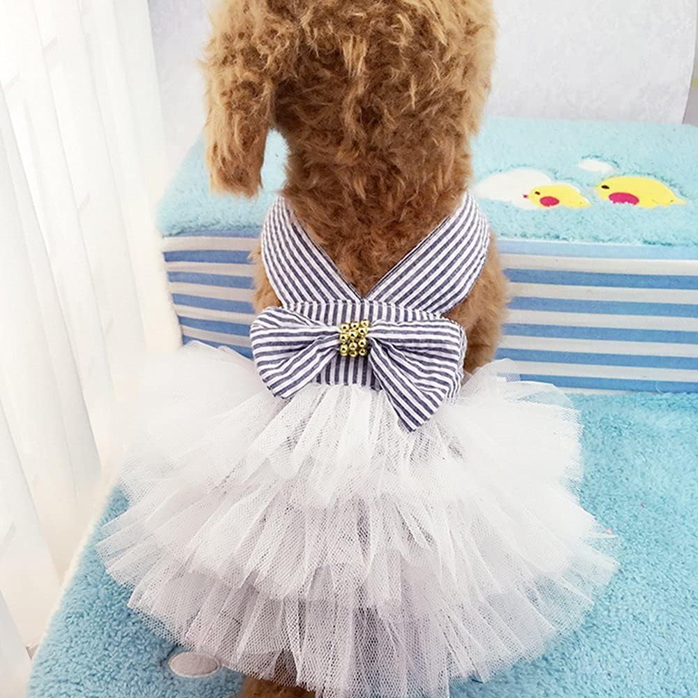 Dog Dresses, Fashion Pet Dog Clothes, Striped Mesh Puppy Dogs Princess Dresses (Pink, Small) - Image 13