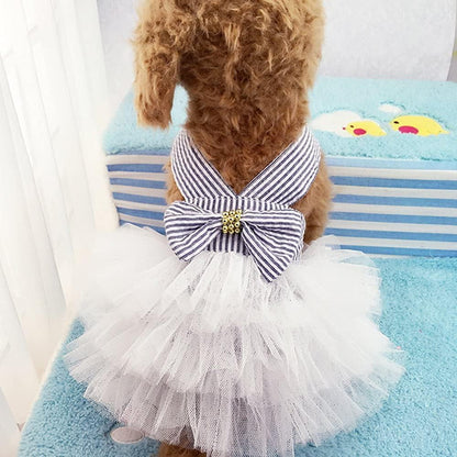 Dog Dresses, Fashion Pet Dog Clothes, Striped Mesh Puppy Dogs Princess Dresses (Pink, Small) - Image 13