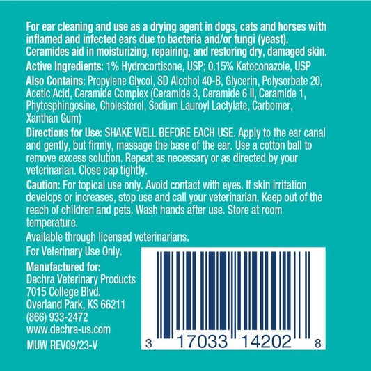 Dechra MalAcetic Ultra Two Ounce ear flush liquid for dogs cats and horses