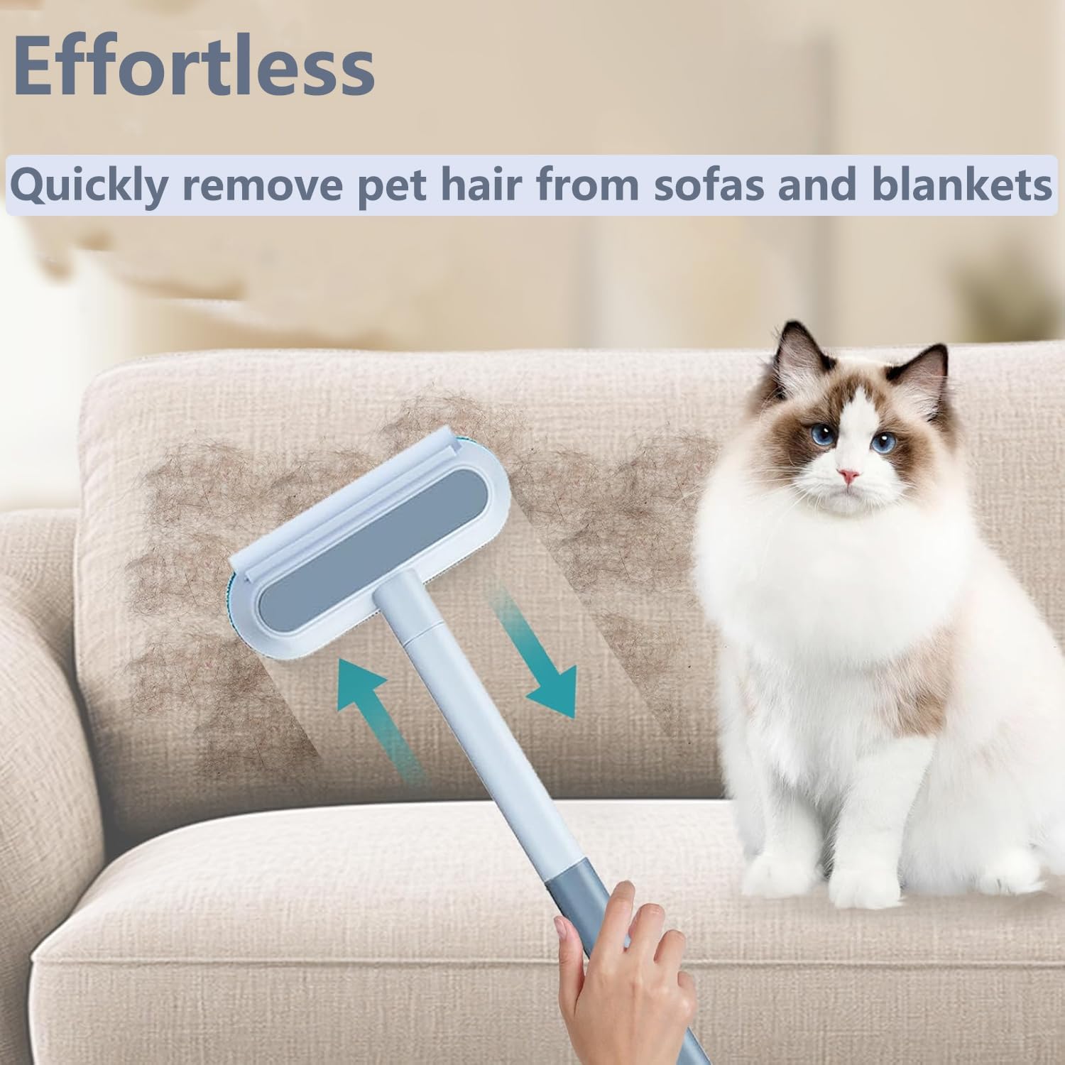 Using Velthorix 4 in 1 tool on grey fabric sofa
