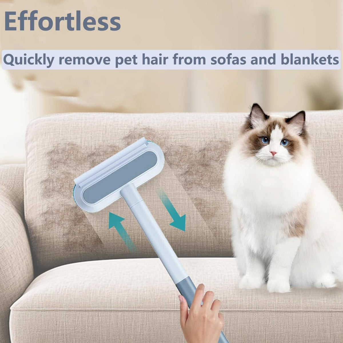 Using Velthorix 4 in 1 tool on grey fabric sofa