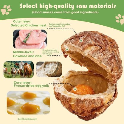 Olsdeeool dental chews showing the premium chicken wrapped rawhide exterior texture.