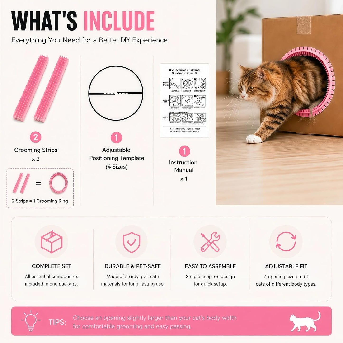 Close up of soft grooming bristles for cats