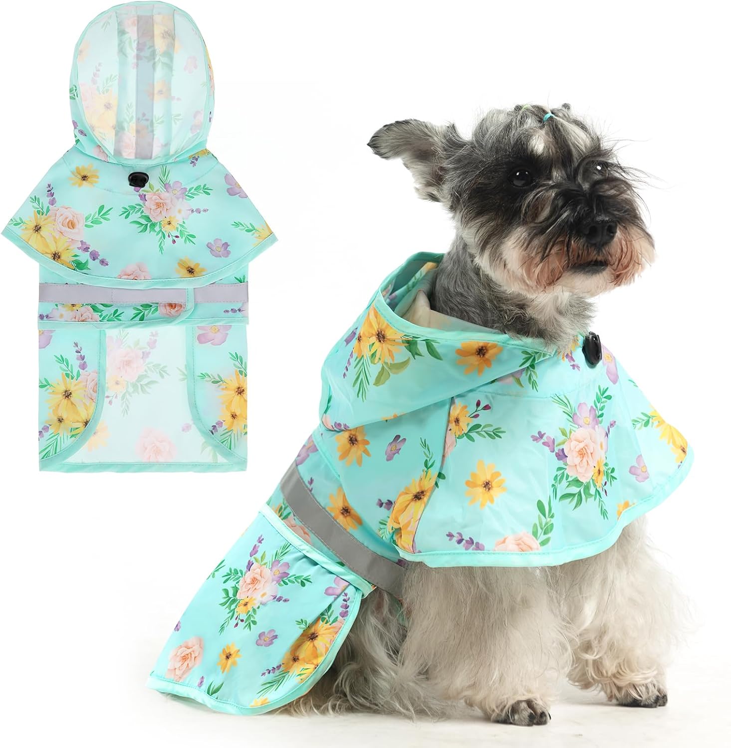 KOOLTAIL Dog Raincoat Hooded Slicker Poncho with Leash Hole, Raincoat for Small Medium Dogs, Waterproof Doggie Rain Jacket with Reflective Strip, Adjustable Breathable Plaid Puppy Rainwear,Beige S - Image 14