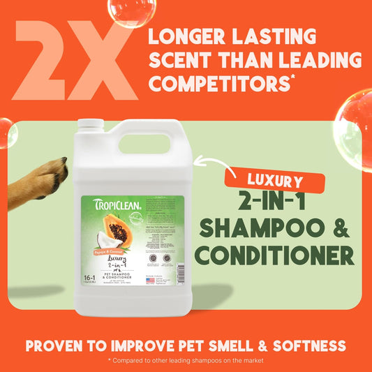 Close up of Tropiclean professional dog shampoo label
