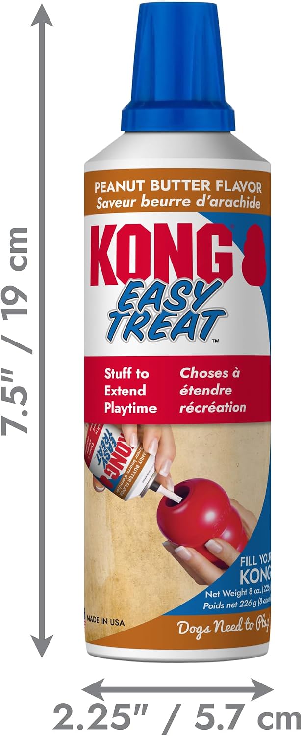 Freezable dog training treat paste cans showing product labels
