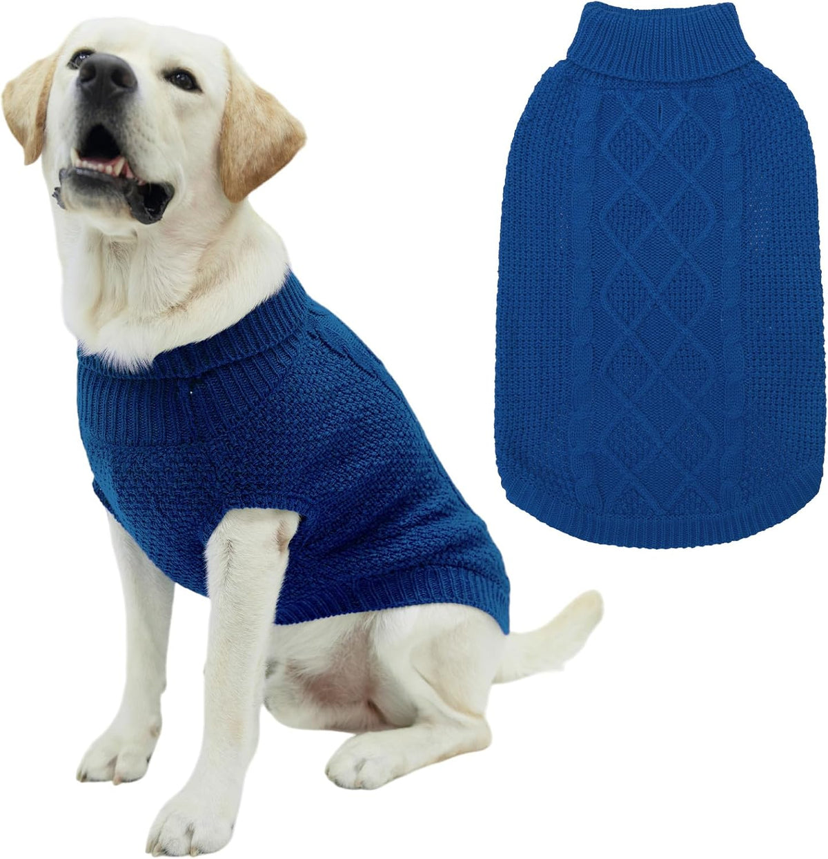 Mihachi Turtleneck Dog Sweater - Winter Coat Apparel Classic Cable Knit Clothes with Leash Hole for Cold Weather, Ideal Gift for Pet in New Year Flesh Pink Large - Image 11