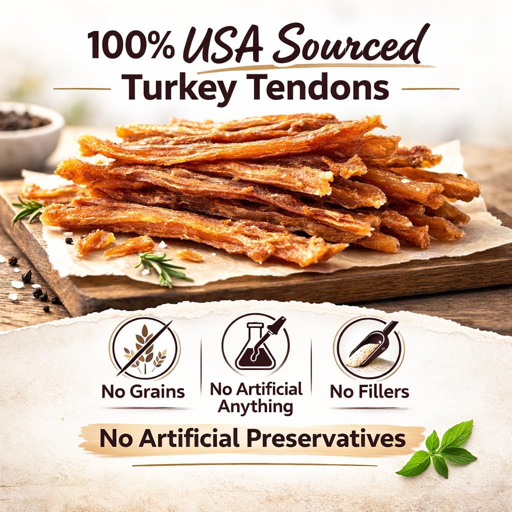 Healthy hypoallergenic turkey tendon stick ideal for power chewers.