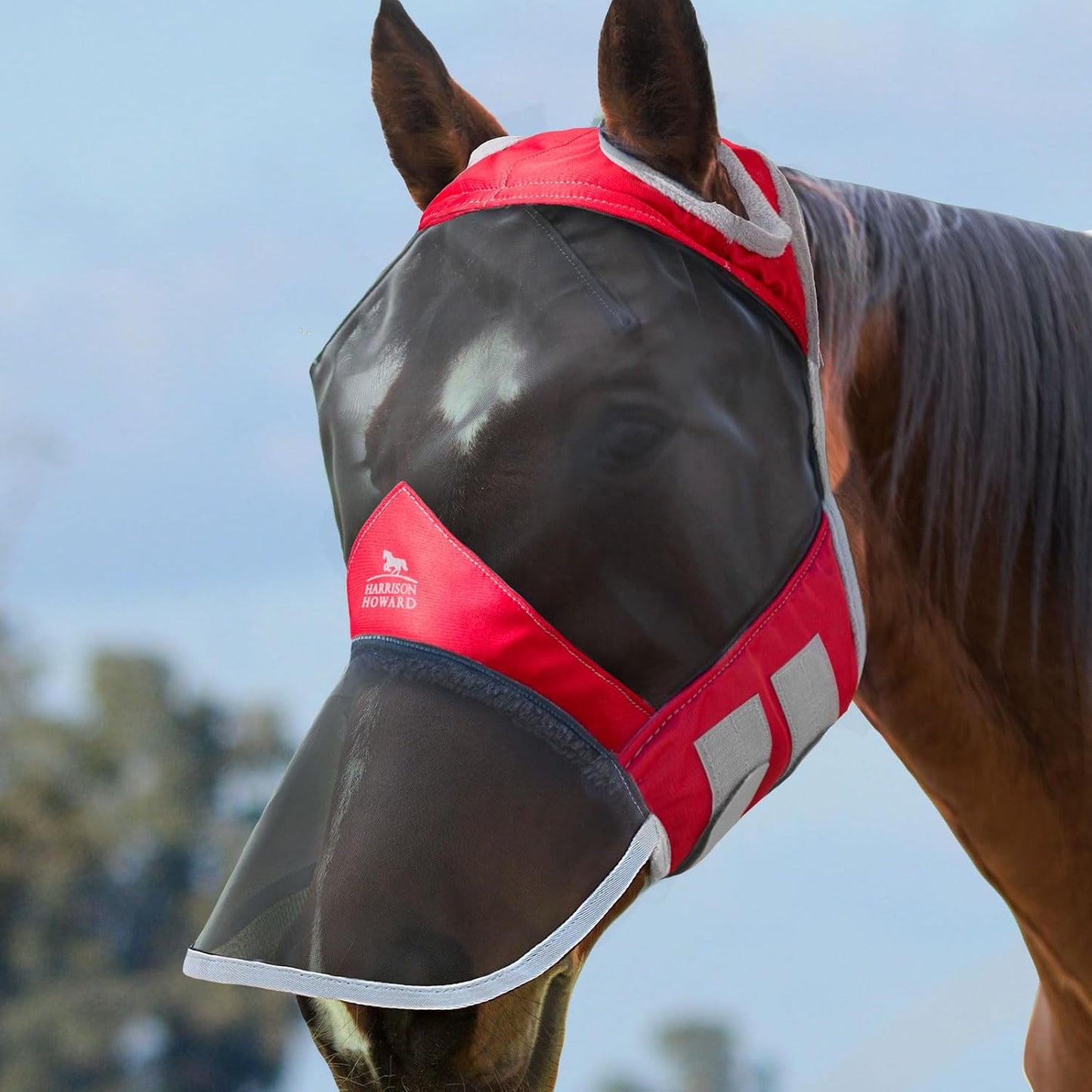 Harrison Howard CareMaster Pro Luminous Horse Fly Mask Large Eye Space Full Face Standard with Nose No Ears Summer Mint L - Image 12
