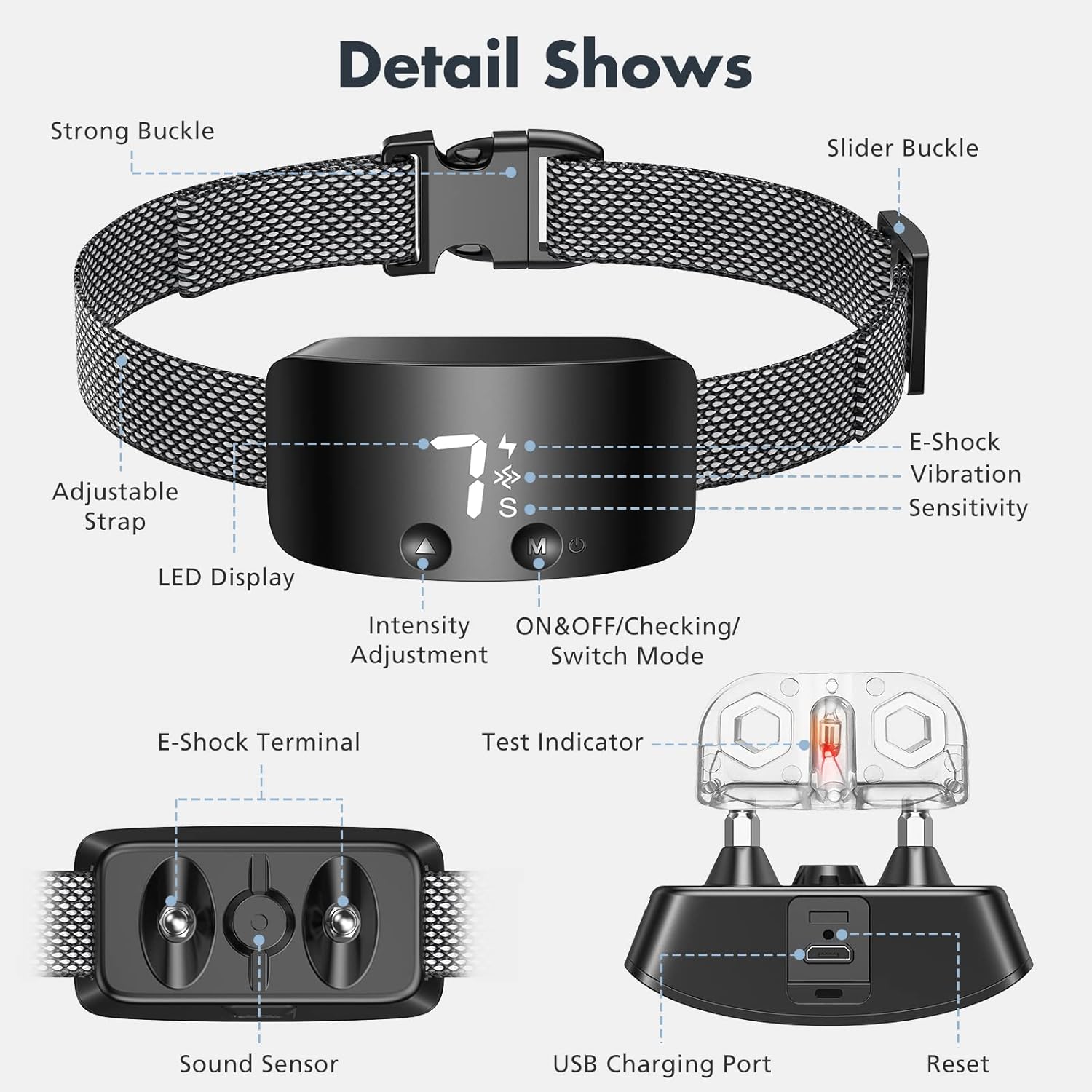 NBJU bark collar with adjustable nylon strap