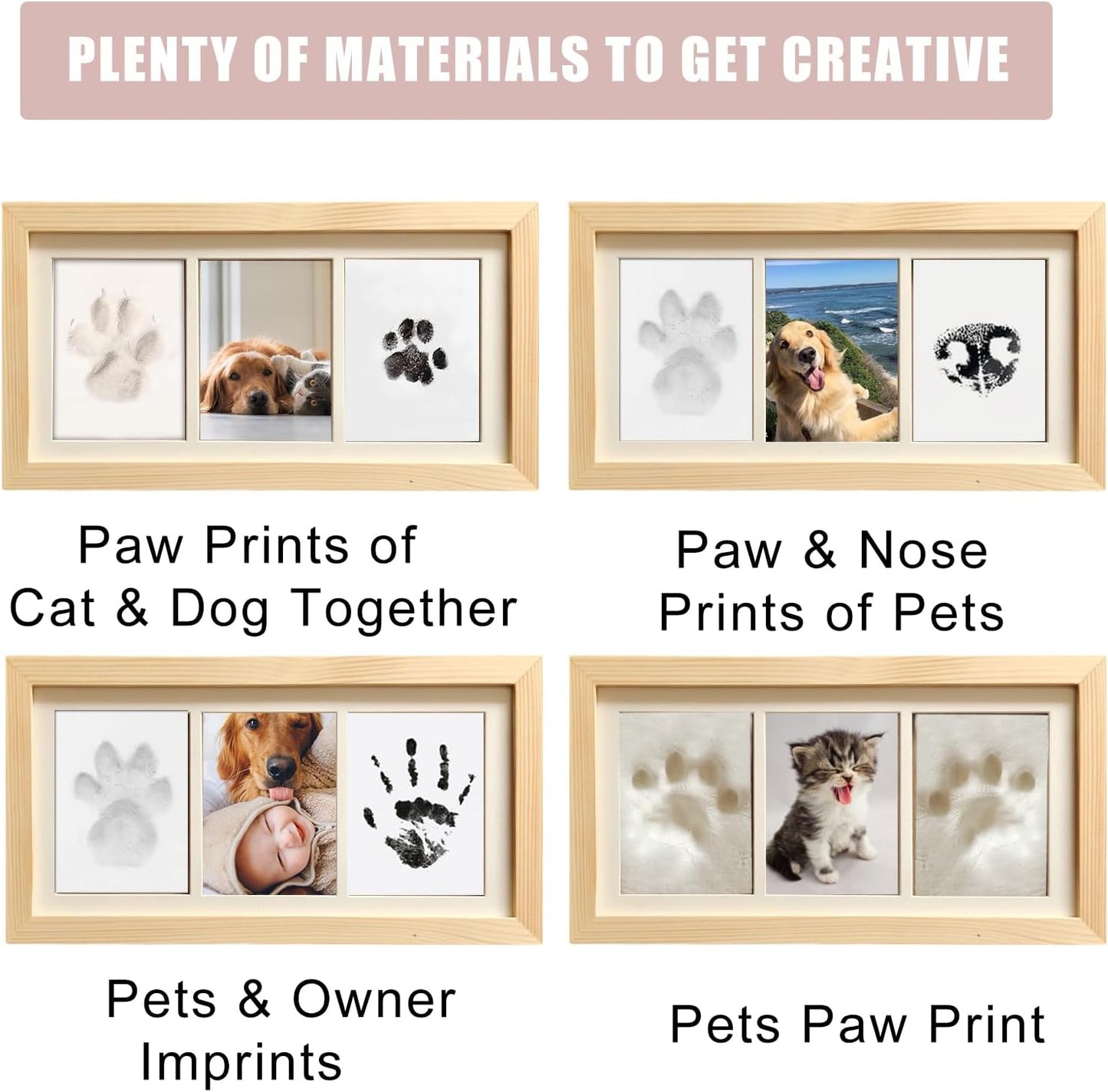 Pet pawprint making kit showing air dry clay footprint impression process
