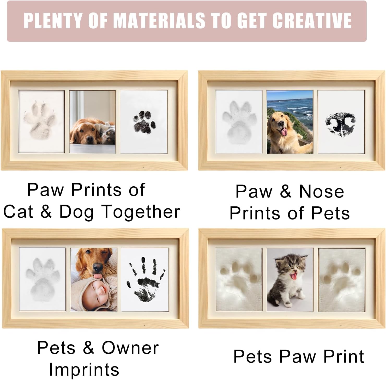 Pet pawprint making kit showing air dry clay footprint impression process