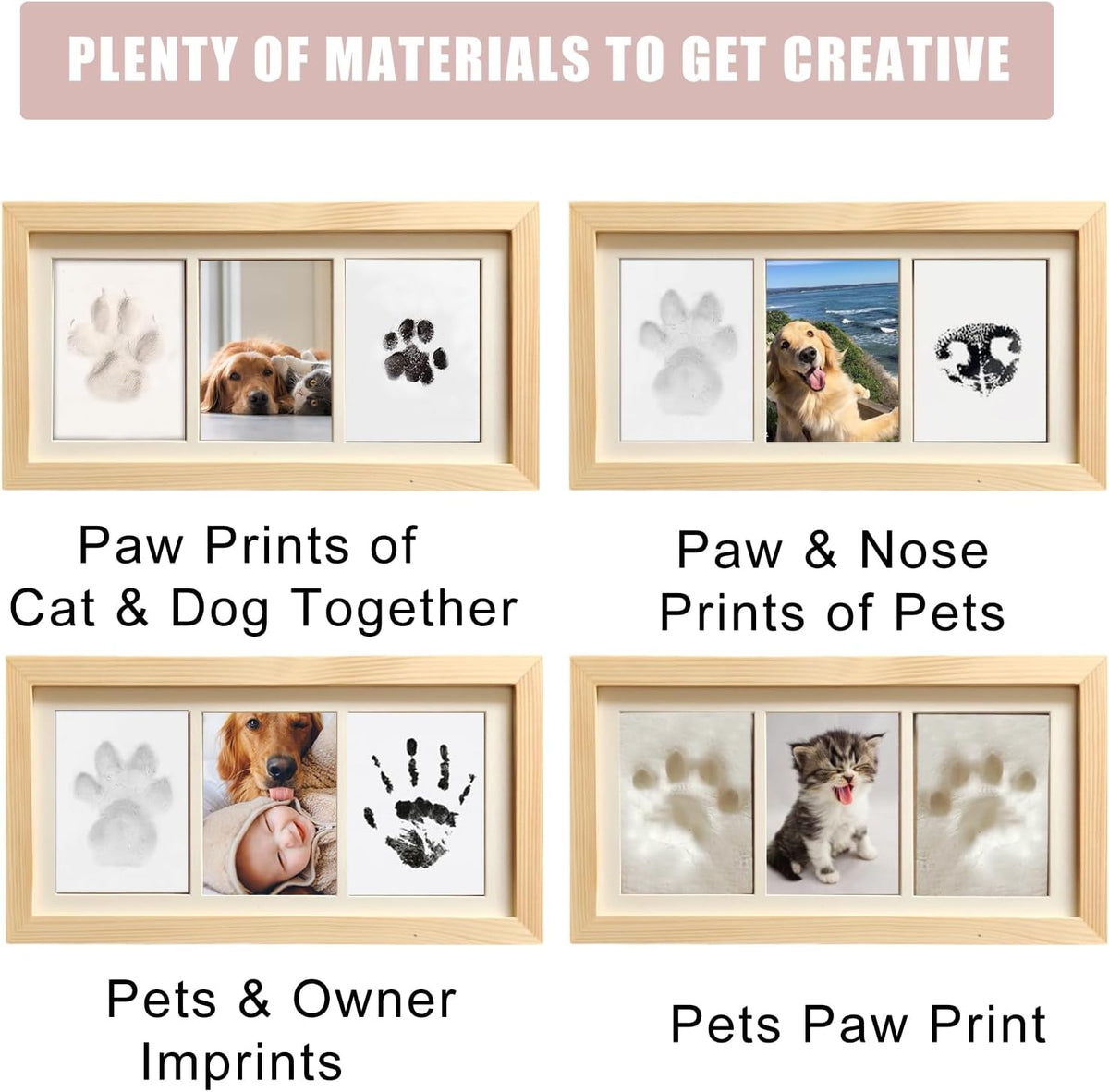 Pet pawprint making kit showing air dry clay footprint impression process