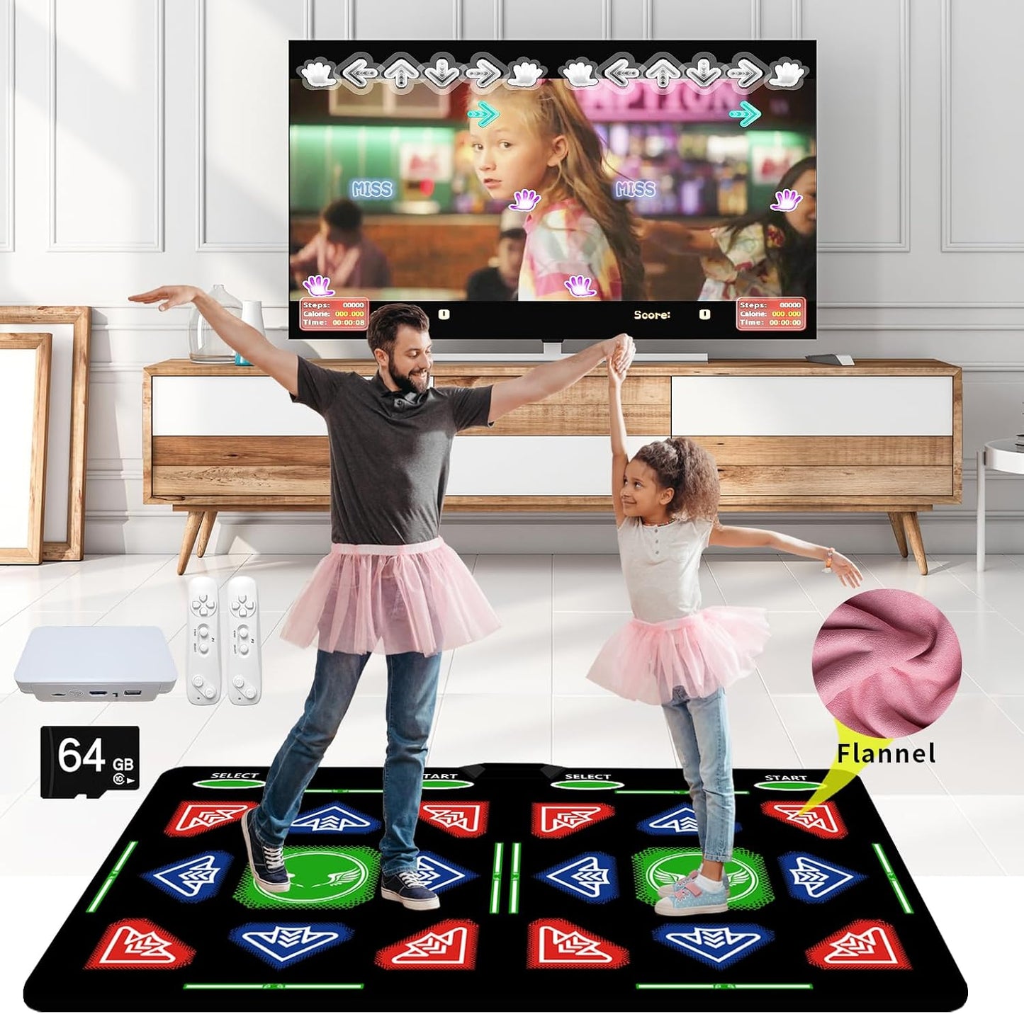 HSAHL HDMI double music dance mat with 64GB storage front view