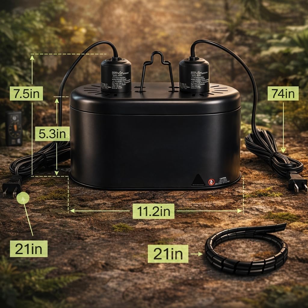 REPTI ZOO dual reptile lamp fixture showing top ventilation slots.
