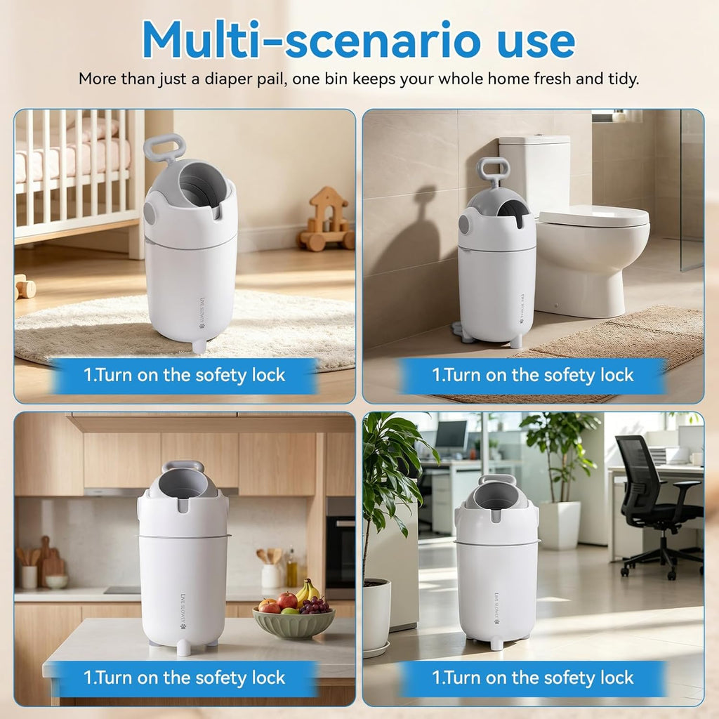 Top view of Linashi 12L sealed litter disposal bin