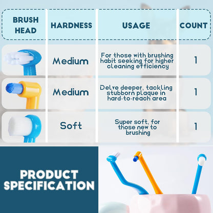 Close up of ultra-soft bristles on MoonyMars pet toothbrush